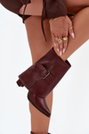 Warm Ankle Boots On Heel With Folded Shaft And Buckle Bordeaux Ylenara