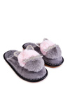 Children's slippers with a kitten and rhinestones gray Carliss