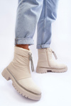 Decorated Ankle Boots with Flat Heel Light Beige Plotia 