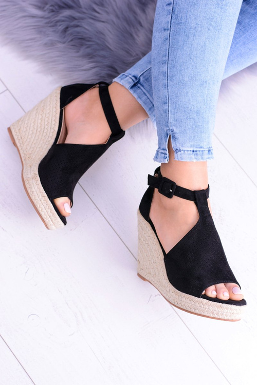 Black Suede Ankle Sandals Sunlast