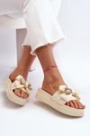Women's Beige Slippers with Bow and Bear Katterina