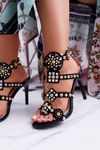 Lu Boo High Heel Sandals Jetted Studs Rockers Black