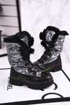 Children's Snow Boot Warm Black Grey Turismo