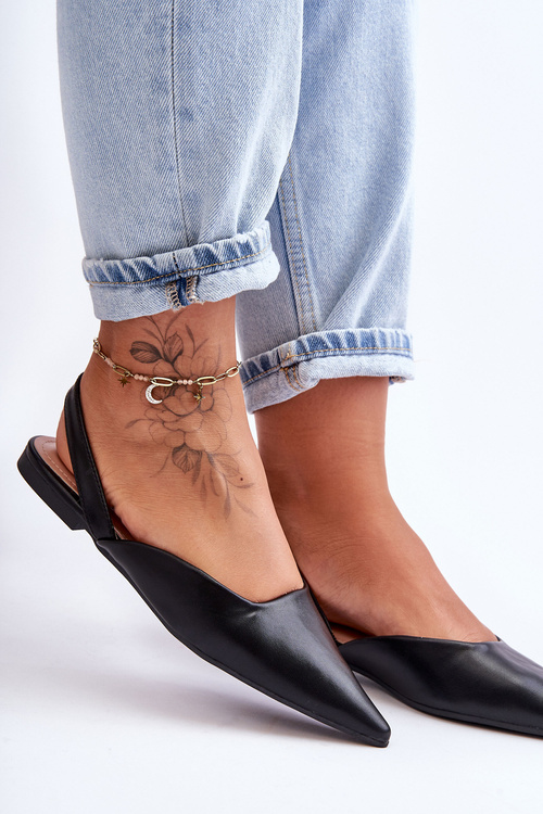 Women's Leather Slip-On Ballet Flats Black Germes