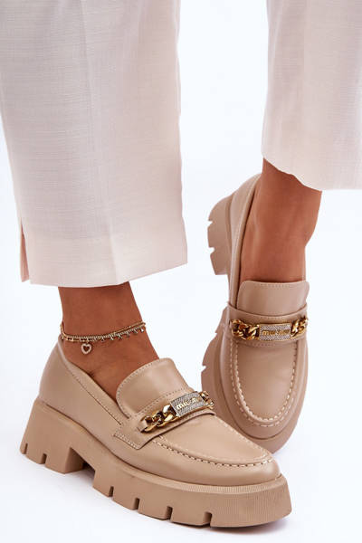 Classic Moccasins On Massive Platform Beige Catch Me!