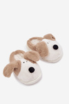 Children's Furry Slippers Puppies Beige Farnise