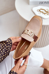 Leather Heels On A Heel With A Golden Decoration Laura Messi 2861 Brown