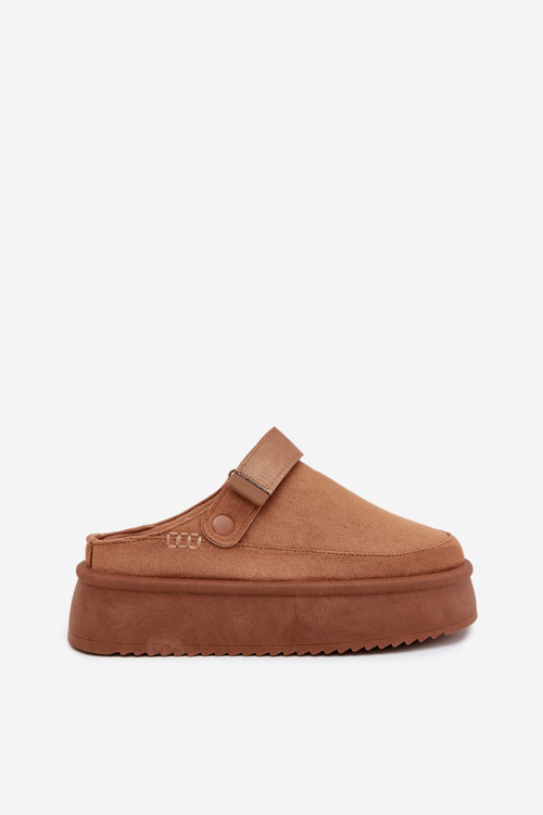 Damskie Śniegowce Eko Zamszowe Platforma Rzep Camel Jorielle