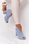 Suede Boots On A Post With A Cut-out Exquisite 1243 Blue