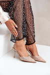 Heels With Open Back Adorned With Glitter Gold Berilae
