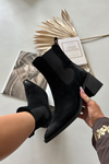 Leather Suede Women's Ankle Boots Heeled Lined Artiker 57C0049 Black