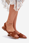 Flat Women's Sandals Made Of Eco Leather Camel Illoria