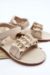 Children's Sandals With Velcro Hearts Beige Havana