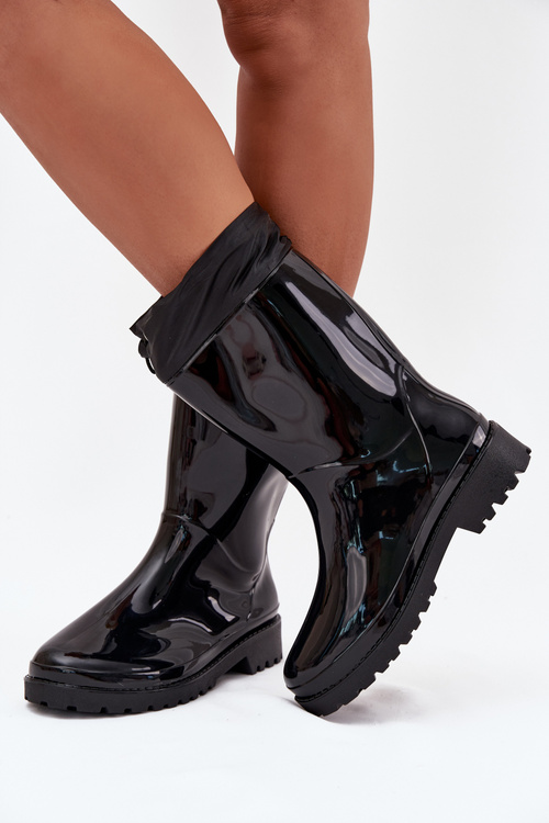 Women's Rain Boots With Drawstring Black Kessia