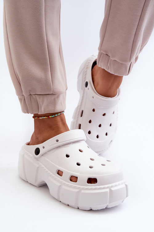 Damskie Klapki Piankowe Na Masywnej Podeszwie Białe Witima