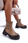 Leather Ankle Boots On Massive Platform Beige Lisencca