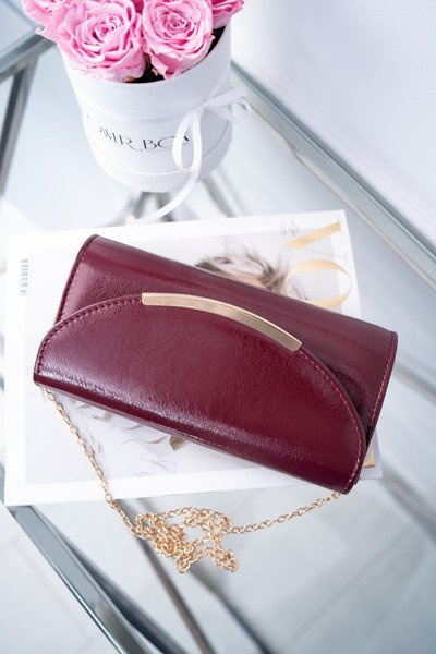 Women's Maroon Lacquered Clutch Handbag