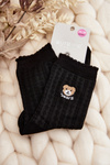 Patterned Women's Socks with Bear Black