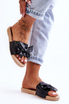 Fashionable women's slippers with a bow Black Estera