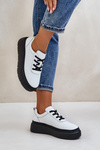 Damskie Buty Sportowe Platforma Skóra Naturalna 41470 Vinceza Białe