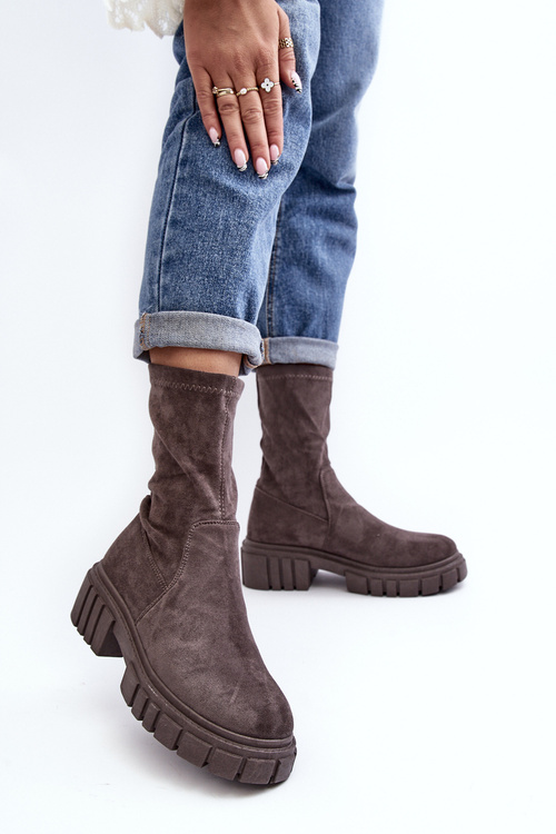 Grey flat-heeled work boots Divella