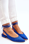 Tied Ballerinas With Rhinestones Blue Mavis