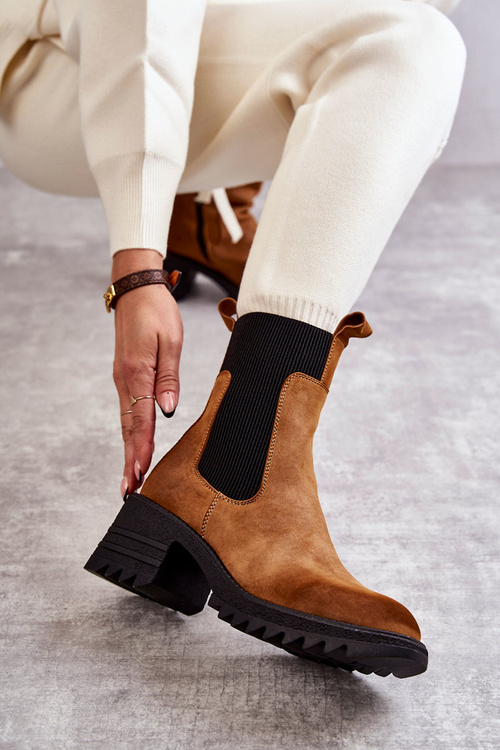 Women's Warm Boots On Heel Camel Abella