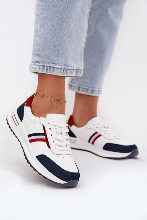 Leather Women's Sports Shoes White Navy Lorvessa