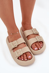 Women Foam Sandals With Buckles Vinceza 76056 Beige