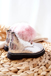 Children's Boots Insulated With Fur Silver Rosea
