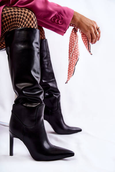 Leather Boots On A Stiletto Black Rissa