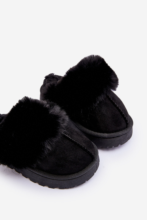 Children's Slippers With Fur Black Birasta