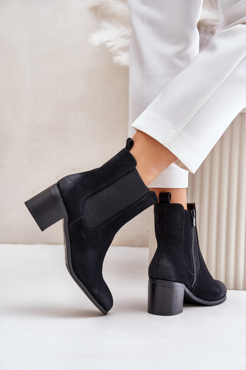 Warm Women's Ankle Boots on Heels Black Radeya