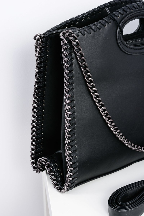 Women's Black Large Chain Chest Bag