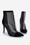 Fashionable Women's Stiletto Boots With Mesh Black Rummi