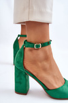  Suede Heel Pumps Green Lexie