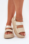 Women's Platform Sandals With Velcro Beige Nitepira