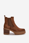 Women's Insulated Heeled Boots Eco Suede Brown Irissinae