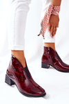 Skórzane Ocieplane Botki Na Obcasie Maciejka 04777-23 Bordo