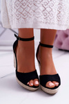 Women's Sandals On Heels Espadrilles Black Trame