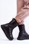 Women's Lace-up Snow Boots On The Platform Black Anubi