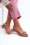 Transparent Low-Heeled Sandals with Pink Decoration D&A MR38-368