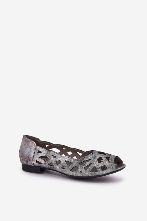 Perforated Ballerinas With Open Toes Silver Calgis