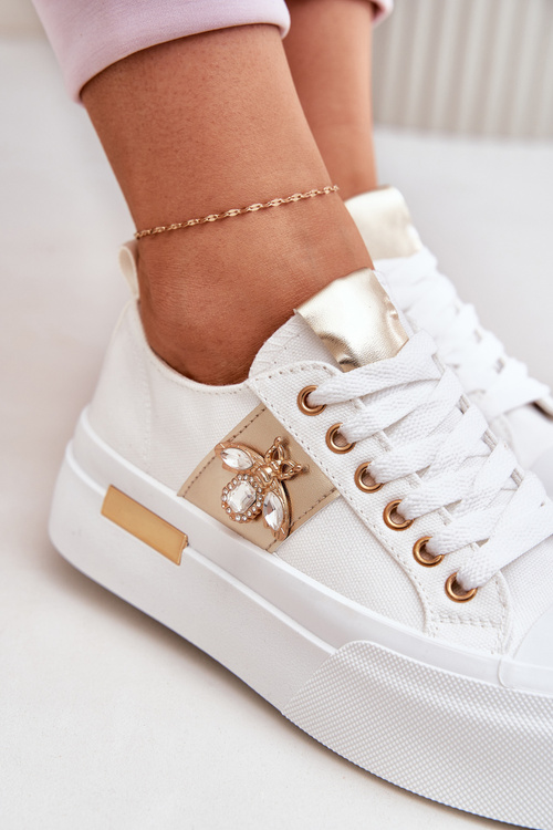 Women's Platform Sneakers With Decorative Detail White Annisae