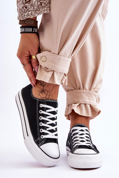 Trampki Damskie Masywna Platforma Czarne Ember