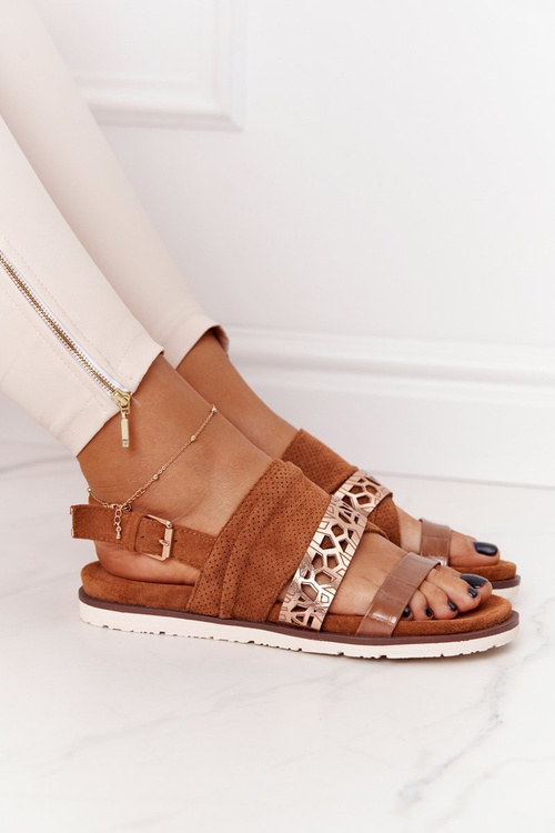 Women's Suede Sandals Camel Asturia