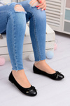 Mobi Black Suede Ballerinas With Bowtie