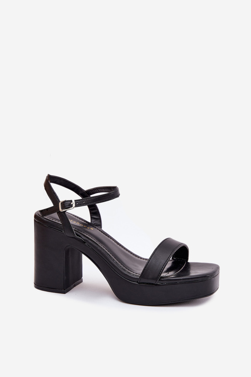 Eco Leather Heeled Sandals Black Lillita