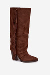 Women's Cowboy Boots With Fringes On A Heel Brown Tivara