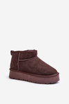 Fashionable Suede Low Snow Boots Brown Nucca